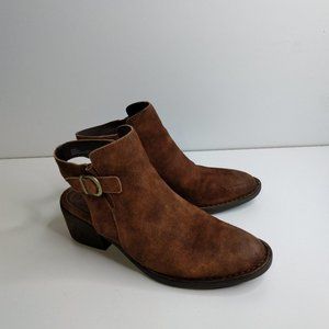Born Margrit Rust Brown Color Leather Sling Back Booties Size 8.5